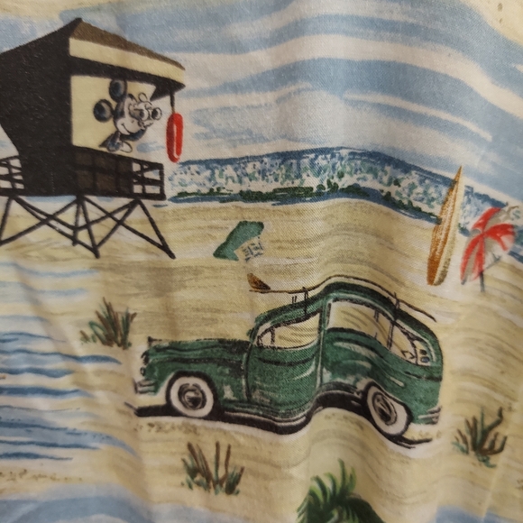 Walt Disney World Hawaiian Aloha Shirt Mickey Surfing Beach Retro Mens Large XL - Picture 5 of 9